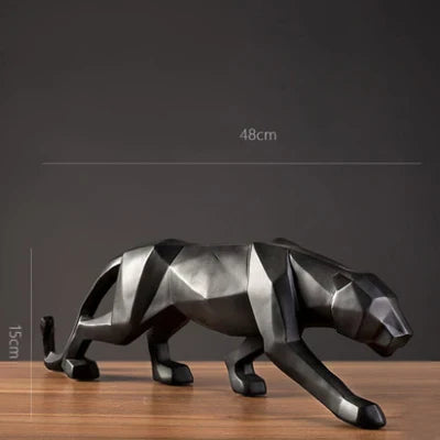 Norvo | Panther Statue, Dyrefigur, Abstrakt Geometrisk Stil, Harpiks, Leopard Skulptur, Hjemmekontor, Skrivebord Dekorasjon, Håndverk