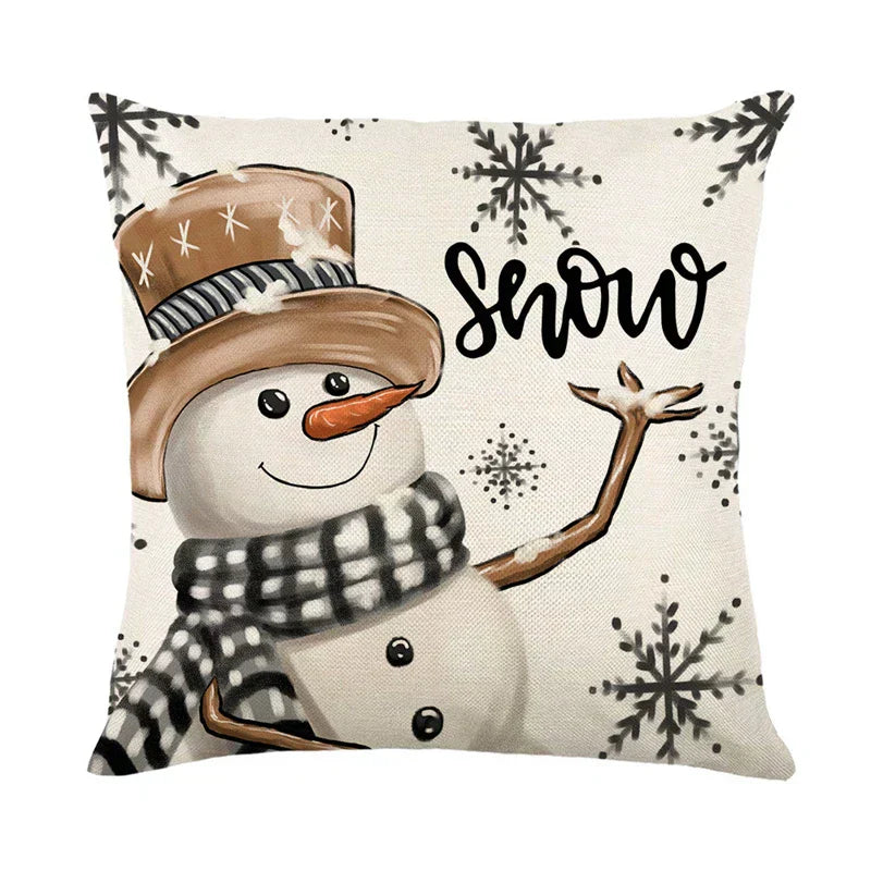 Juleputevarsler 45x45 cm – Vinter dekorative putetrekk til sofa og stue, høy kvalitet bomull, juledesign med snødekt landskap
