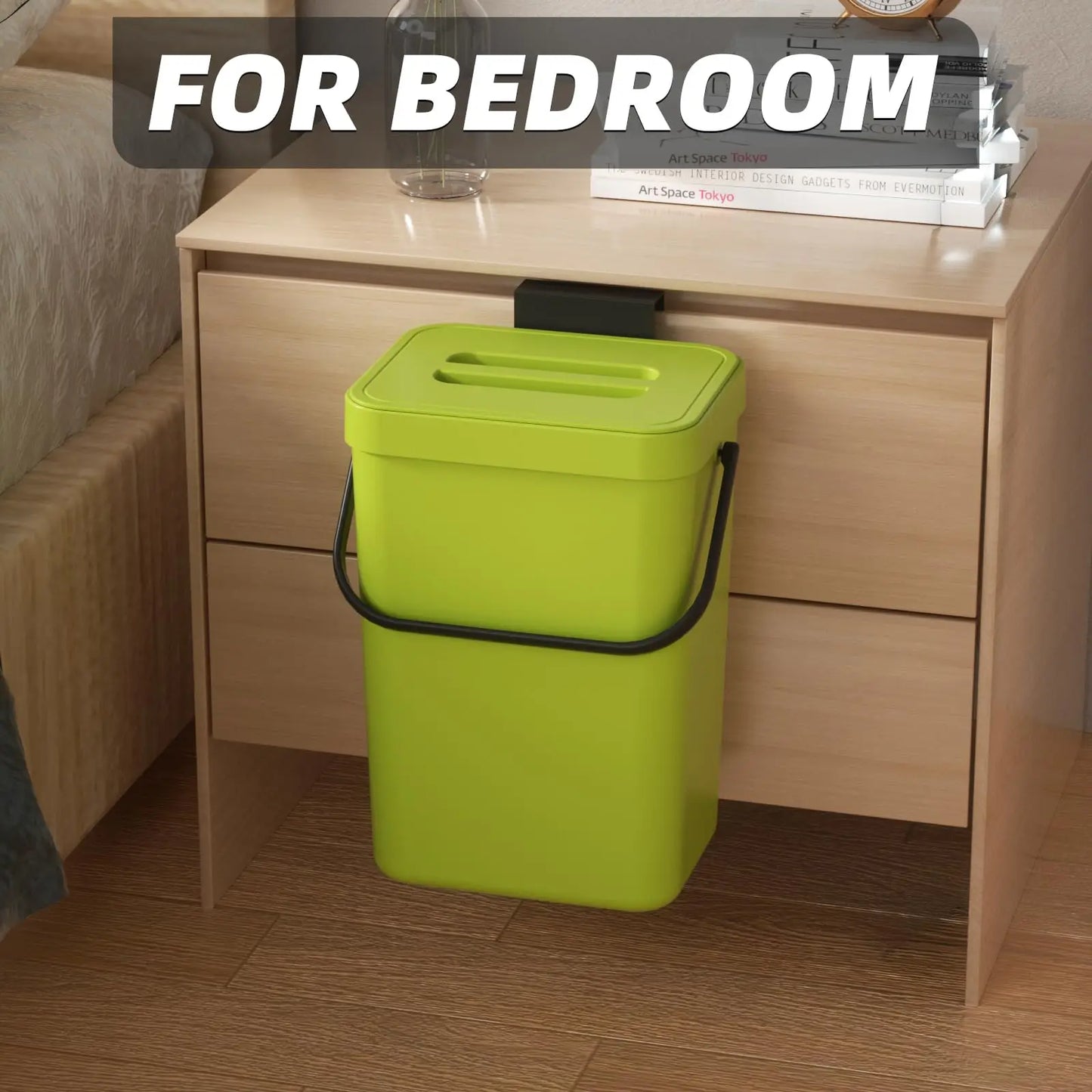 Norvo | Binova Mini Søppelbøtte | Med Lokk | Hengende & Veggmontert | Kompakt & Luktblokkering | For Kjøkken, Bad & Kontor