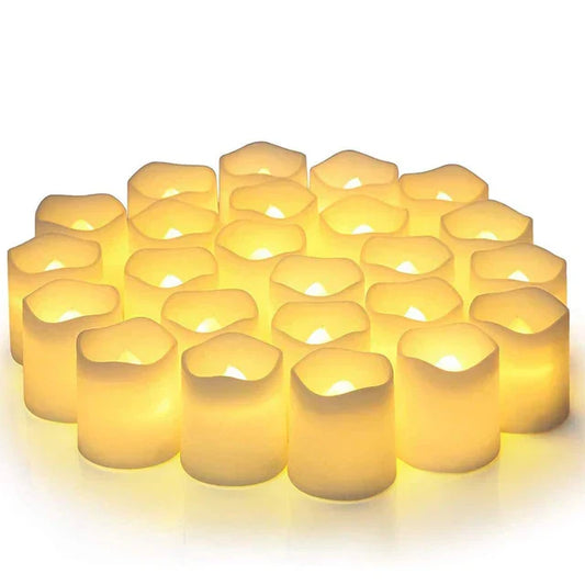 Norvo | 24-delt sett LED-lys uten flamme – batteridrevet, realistisk flammeutseende, trygg og dekorativ for koselige kvelder