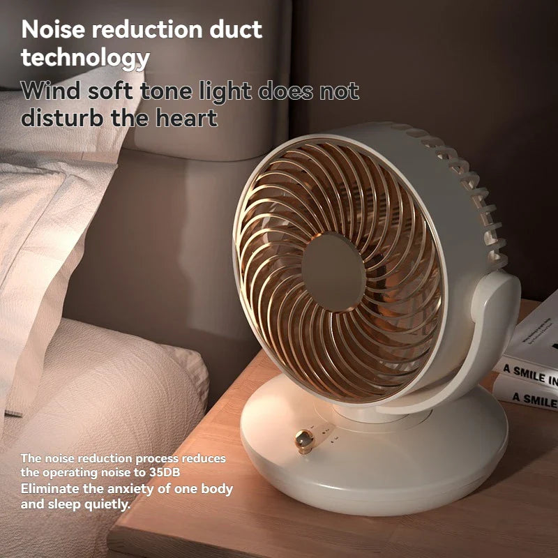 Norvo | BreezeLoop Bordvifte med 360° Rotasjon | USB Vifte med 3 Hastigheter & Batteri | Stille & Kompakt | For Kontor, Soverom & Hjem