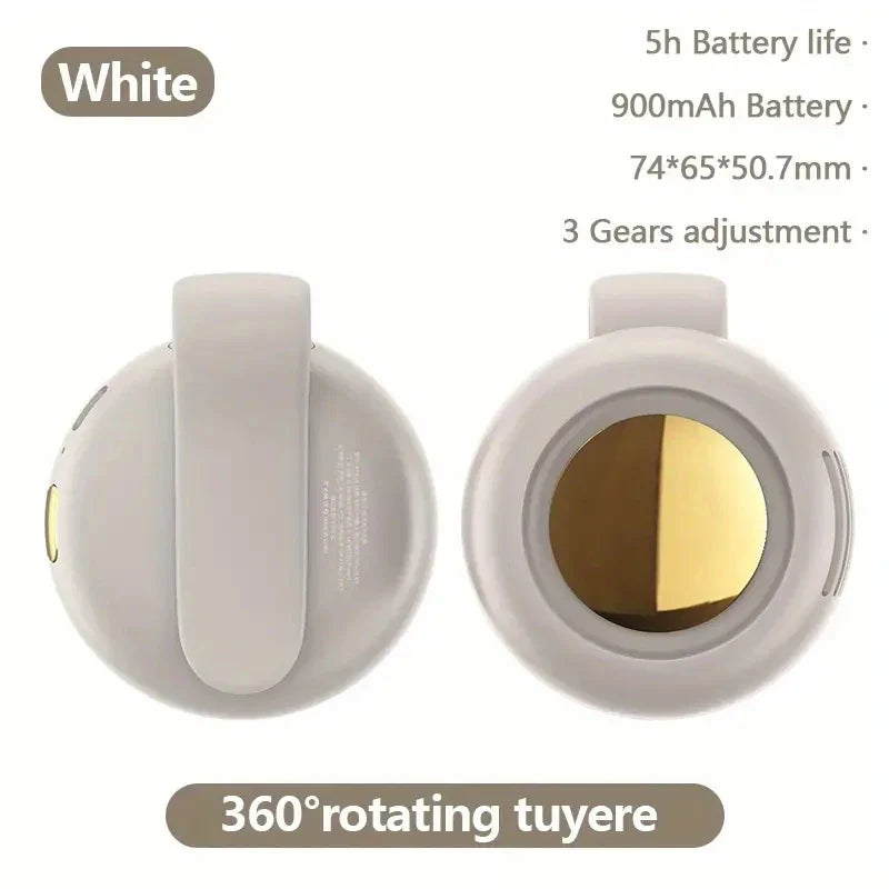 Norvo | CLIPBREEZE Mini-vifte uten rotorblader | Stille og bærbar | Med klips, 360° roterbar | USB-C oppladbar | For barn, reise og hverdagsbruk