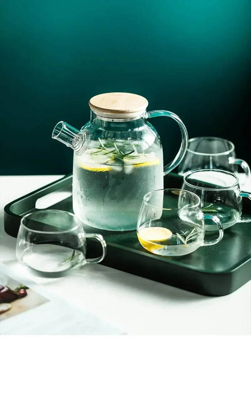 Norvo | 1.8L Gjennomsiktig Borosilikatglass Tekanne – Varmebestandig stor klar tekanne for Puer, Blomsterte, Kontor & Hjem