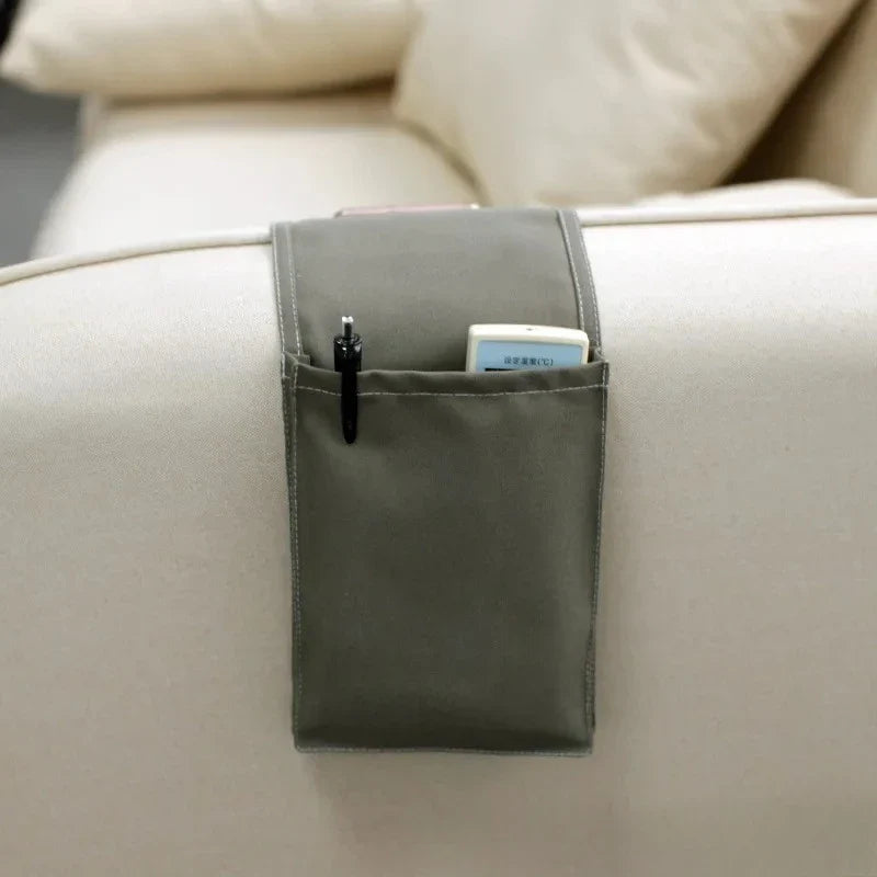 Norvo | Restivo Seng Organizer laget av bomull-linn | Hengende oppbevaring med lommer | For fjernkontroller, bøker og tilbehør – ca. 30×20×10 cm