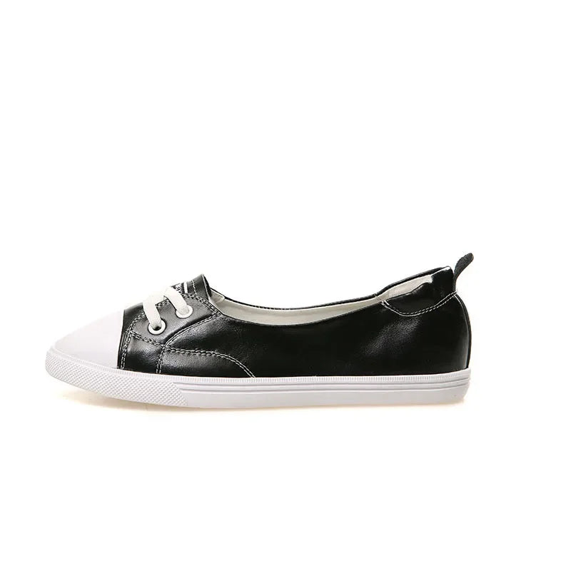 Norvo | 100% Ekte Lær Sko Kvinner Flate Casual Sko Myk Ku skinn Hvite Flats