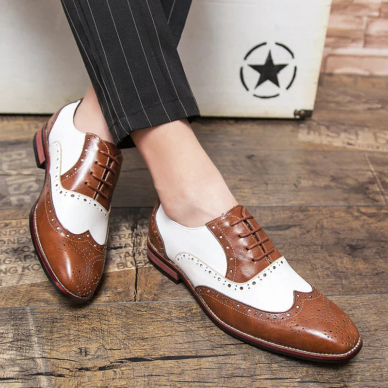 Norvo | Men’s Luxury Shoes Brogue Lace-up Casual British Style Kontrastfarge Oxford Kontor