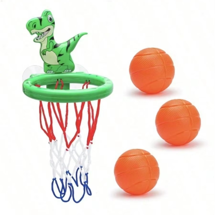 Norvo | Dinosaur Bad Basketball Ring Lekesett for Småbarn med Tre Kuler