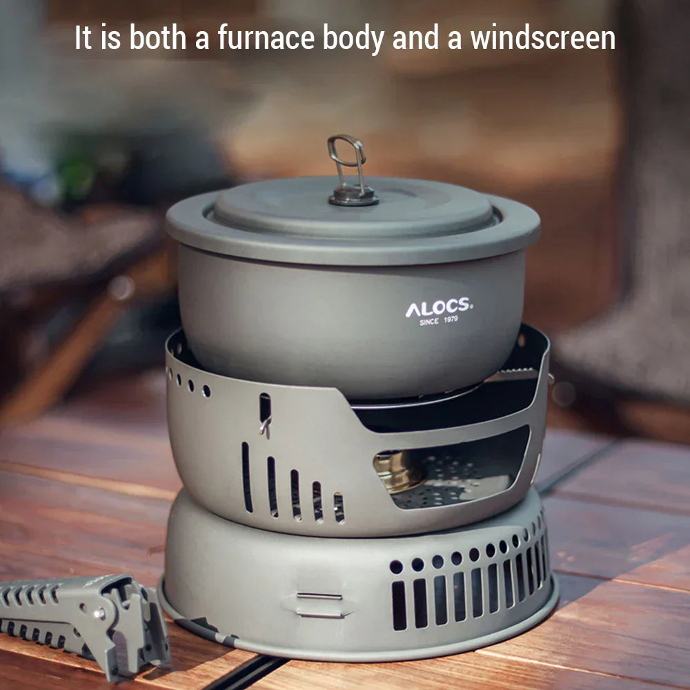 Norvo | Bærbart utendørs kokekarsett – Lettvekt campingkokkeutstyr med vindskjerm