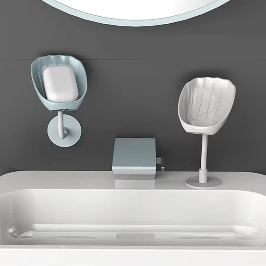 Norvo | DryLoft Såpeholder | Dobbelkammer med Drenering og Lokk | Veggmontering uten Bor | Støvbeskyttelse og Plassbesparende