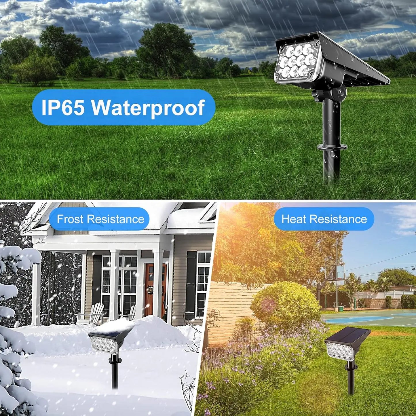 Norvo | Solar Garden Spotlight LumiRay Sett 4 | IP65 Vanntett | Automatisk Skumringssensor | LED Landskapsbelysning