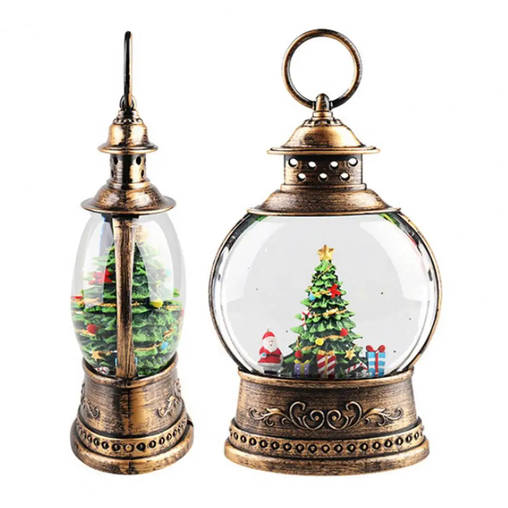 Norvo | Lunavera Jule Snøglobe Lanterne | Musikkboks med LED Lys & Glitter | Vintage Gull Design | USB & Batteridrevet | 21–26 cm