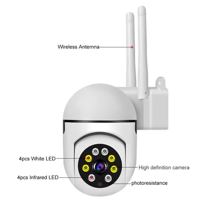 Norvo | 1080P PTZ WiFi sikkerhetskamera med lyd, 4X zoom, nattesyn, vanntett