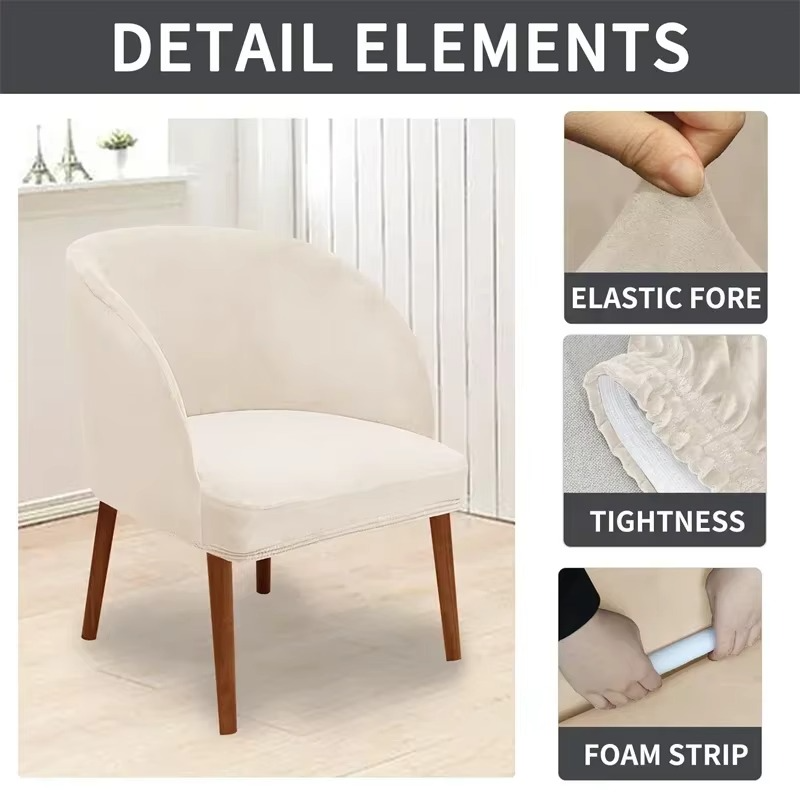 Norvo | Fløyelsstoltrekk med elastisk passform for krummede armlenker til spisestoler