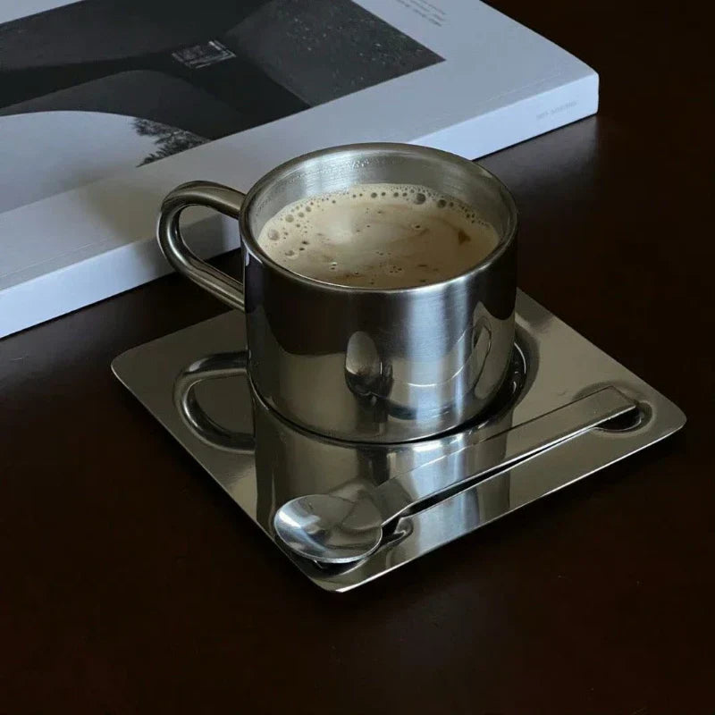 Norvo | Rustfritt Stål Kaffe Kopp og Fat