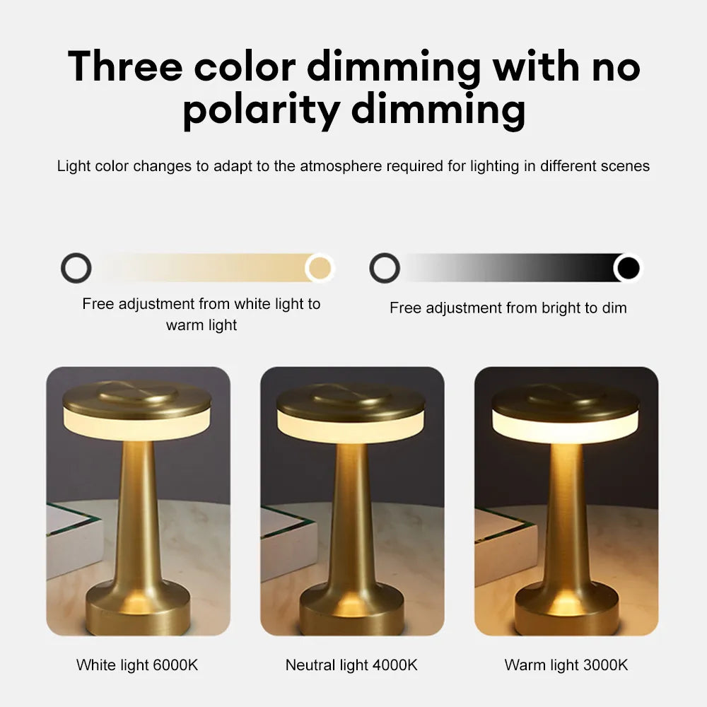 Norvo | Retro LED Bordlampe USB Oppladbar Uendelig Dimmbar Nattlys Campinglys Egnet For Barlampe Soverom Miljølys