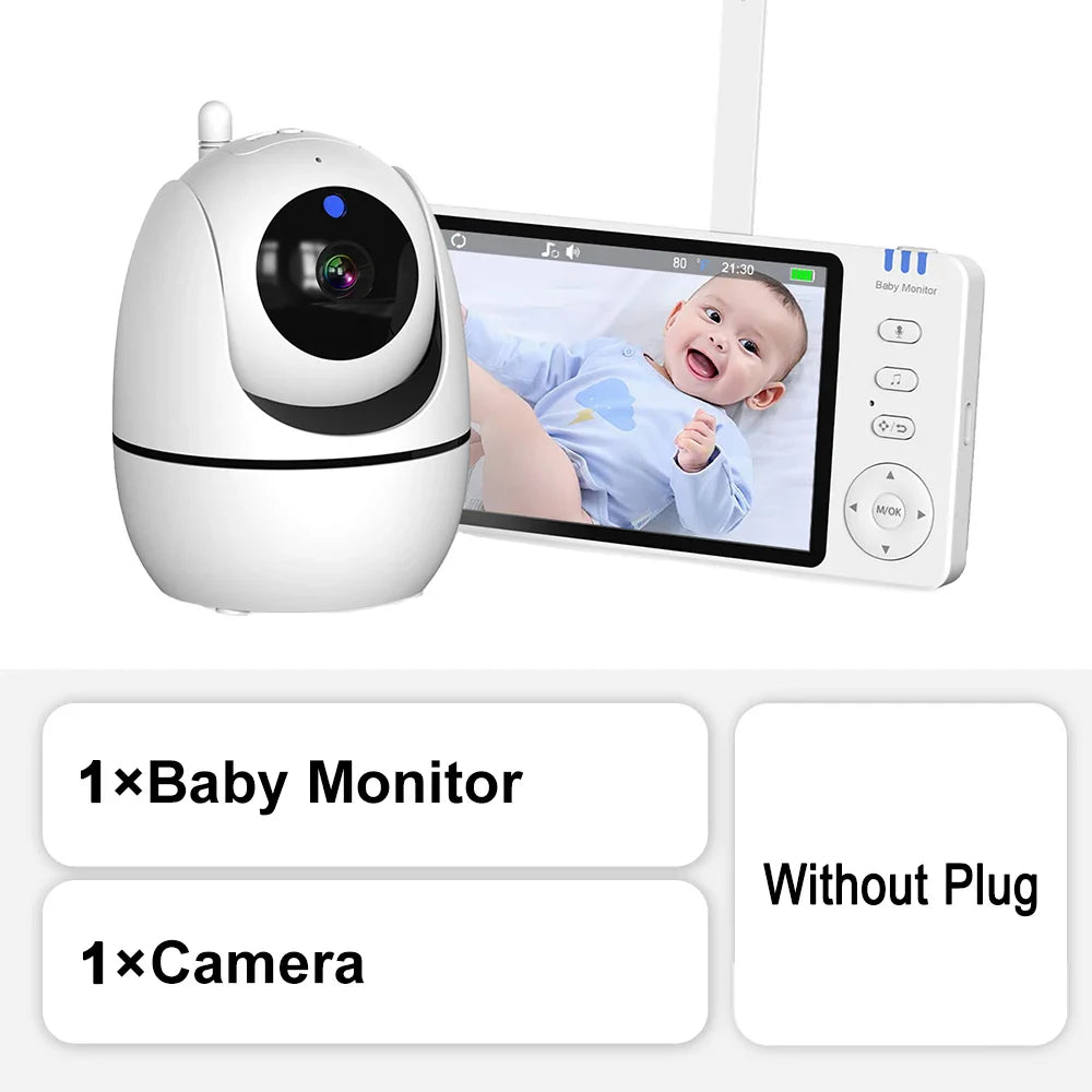 Norvo | 5-tommers HD video baby monitor med kamera, PTZ zoom og nattsyn
