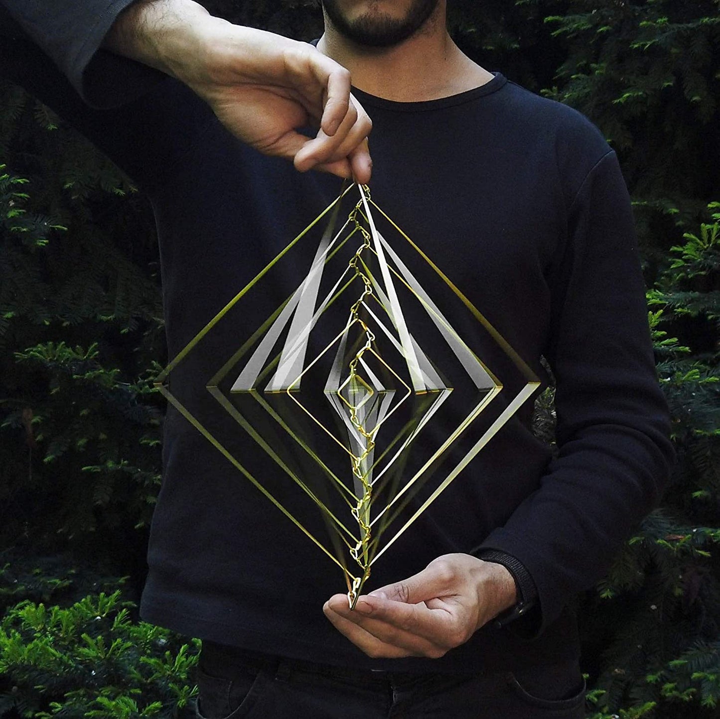 Norvo | Dream Atellani Square Wave Spin for å avlaste magiske vindklokker for oppheng utendørs som solfangere for hagedekorasjon