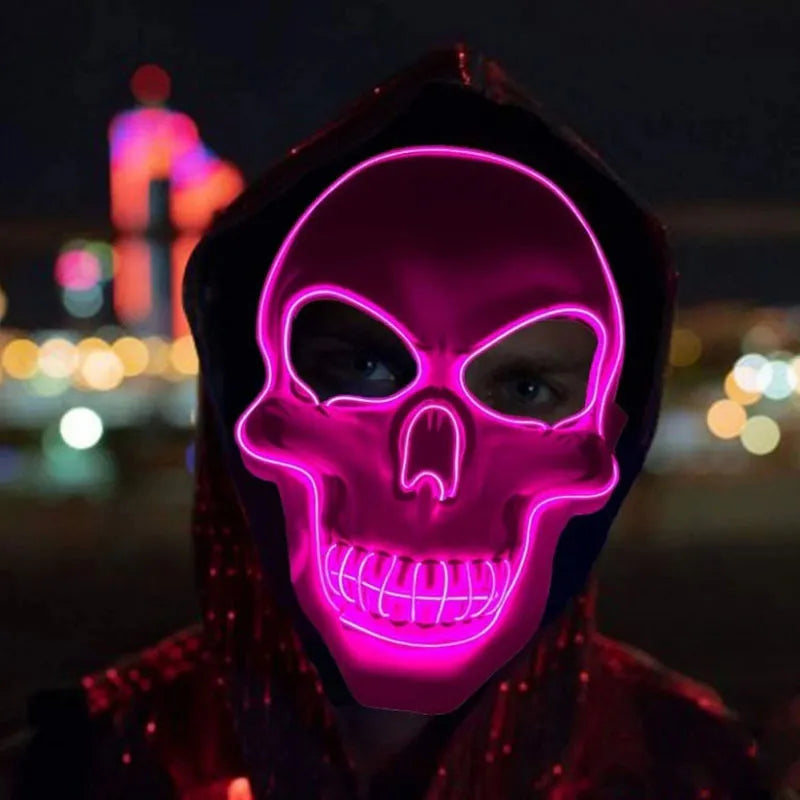 Norvo | LED Halloween Horror Hodeskalle Maske - Lysende Cosplay Maske for Halloween Festdekorasjon