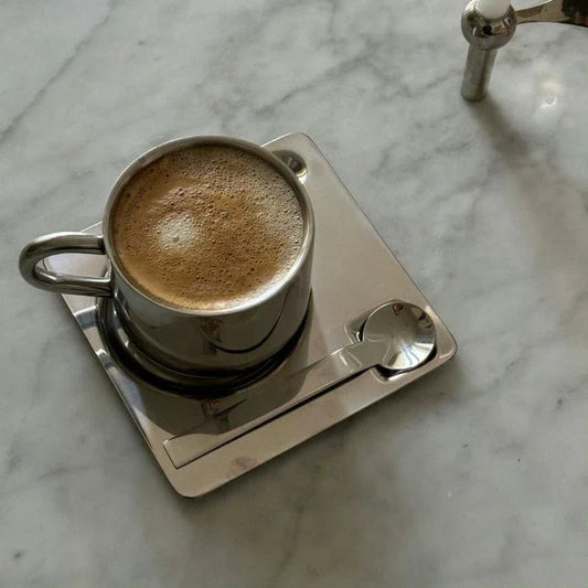 Norvo | Rustfritt Stål Kaffe Kopp og Fat