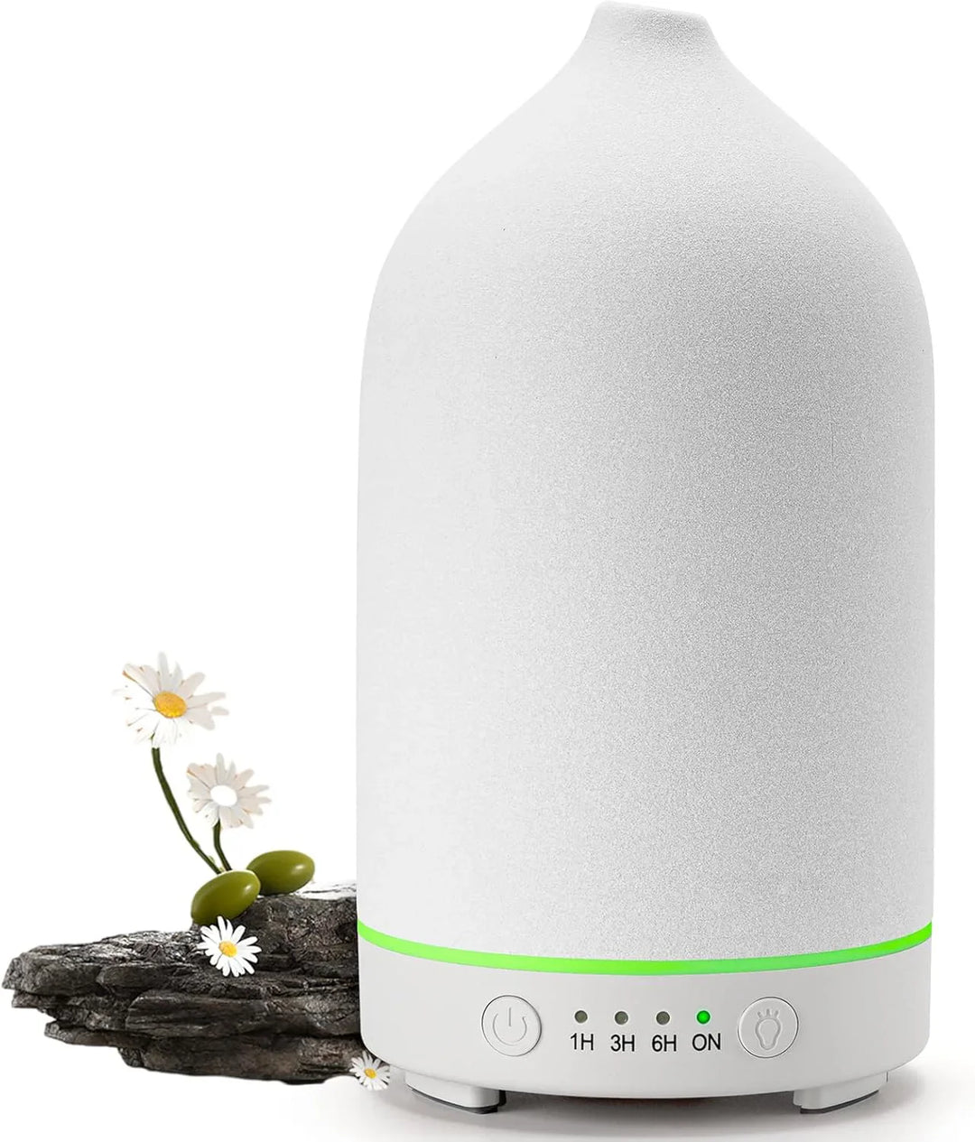 Norvo | Aromisca Keramisk Aroma Diffuser | 100 ml Ultralyd Luftfukter | 7 LED Farger & Timer | Håndlaget Design | EU Støpsel