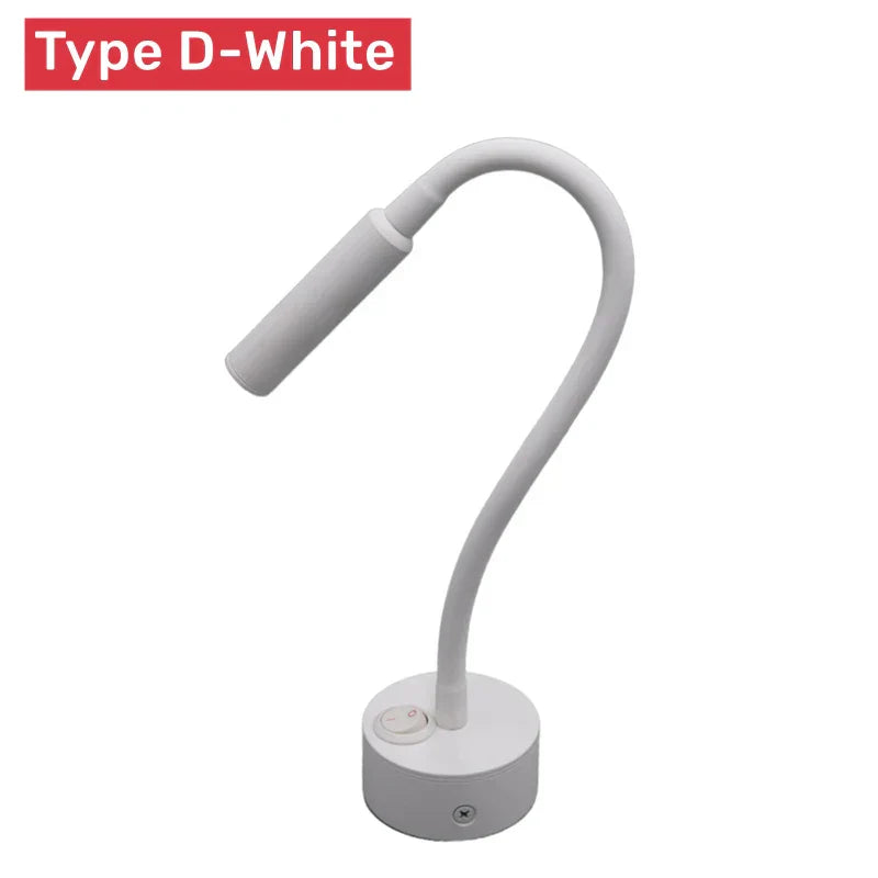 Norvo | Moderne Fleksibel LED Leselampe med Bryter for Soverom og Studie - 1W/3W