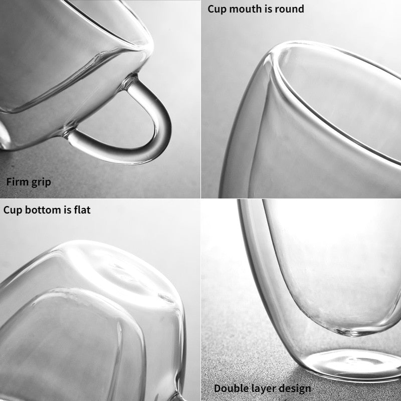 Norvo | Hjerte Kjærlighet Form Glass Krus Dobbeltveggede Kaffe Kopper Isolerte Te Melk Sitron Juice Vann Kop Varmeresistent Drikkeutstyr Elske Gave