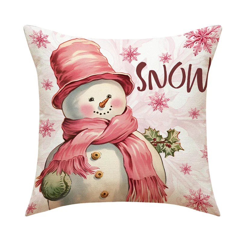 Juleputevarsler 45x45 cm – Vinter dekorative putetrekk til sofa og stue, høy kvalitet bomull, juledesign med snødekt landskap