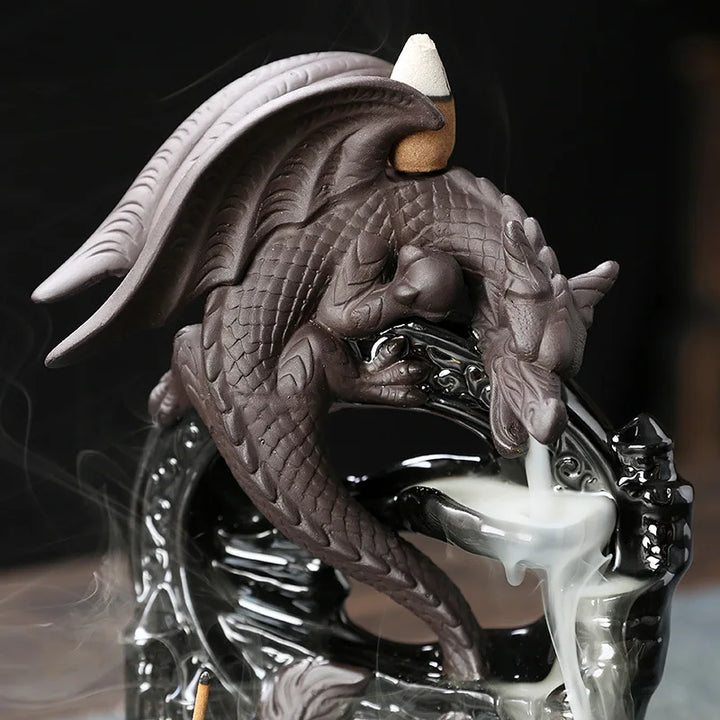 Norvo | Dracarys Keramisk Røkelsesholder | Backflow Design med Drage | Vintage Dekor | For Meditasjon & Aromaterapi