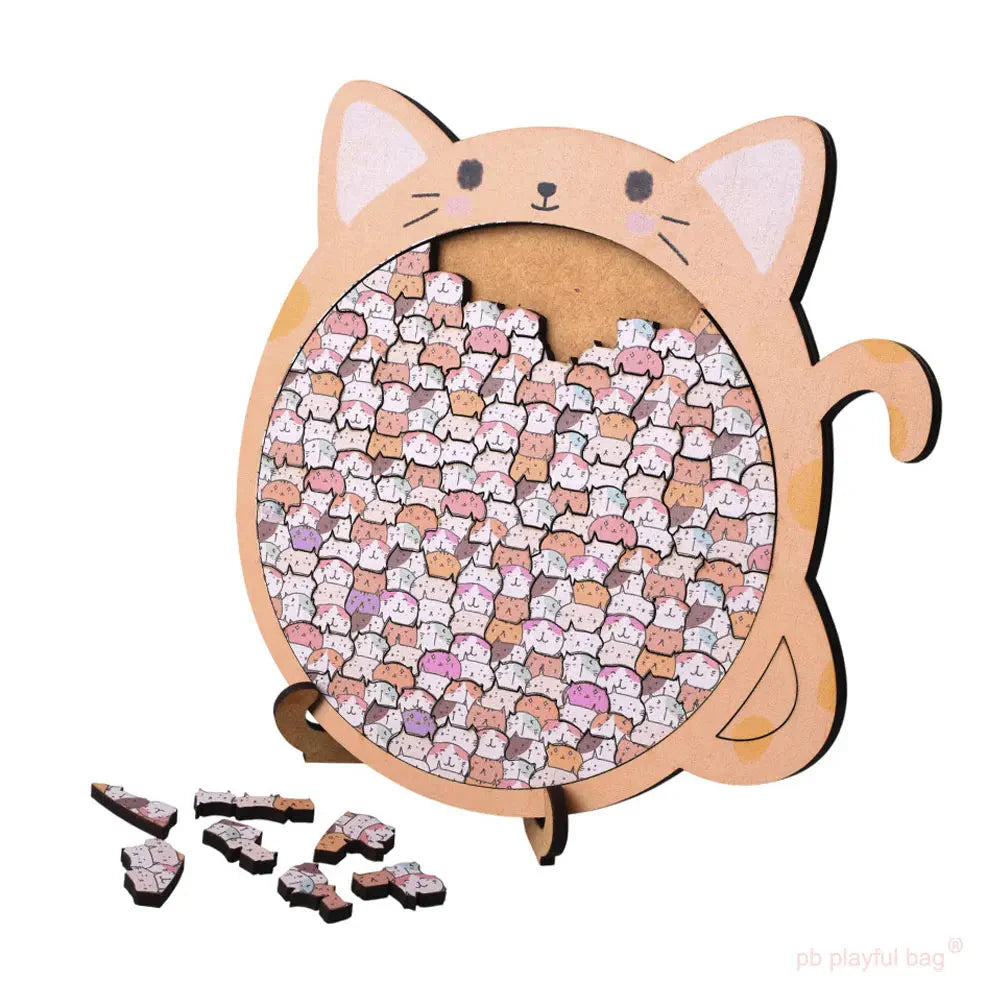 Norvo | Wooden Cat Craze Trekunst Puslespill