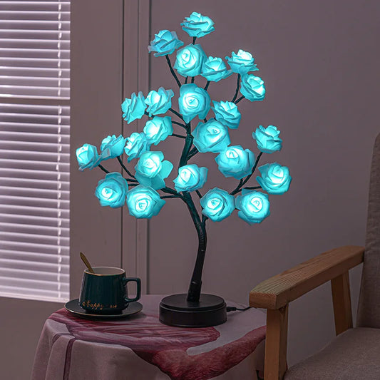 Norvo | RGB Rose Flower Tree Lights 24LED USB Batteri Bordlampe Fairy Natt Lys Hjem Fest Jul Bryllup Soveroms Dekorasjon Gave