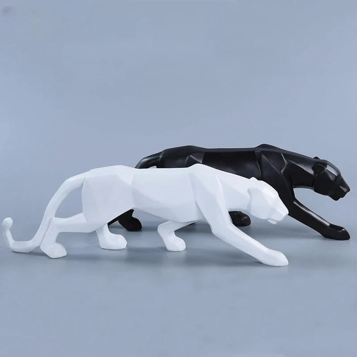 Norvo | Panther Statue, Dyrefigur, Abstrakt Geometrisk Stil, Harpiks, Leopard Skulptur, Hjemmekontor, Skrivebord Dekorasjon, Håndverk