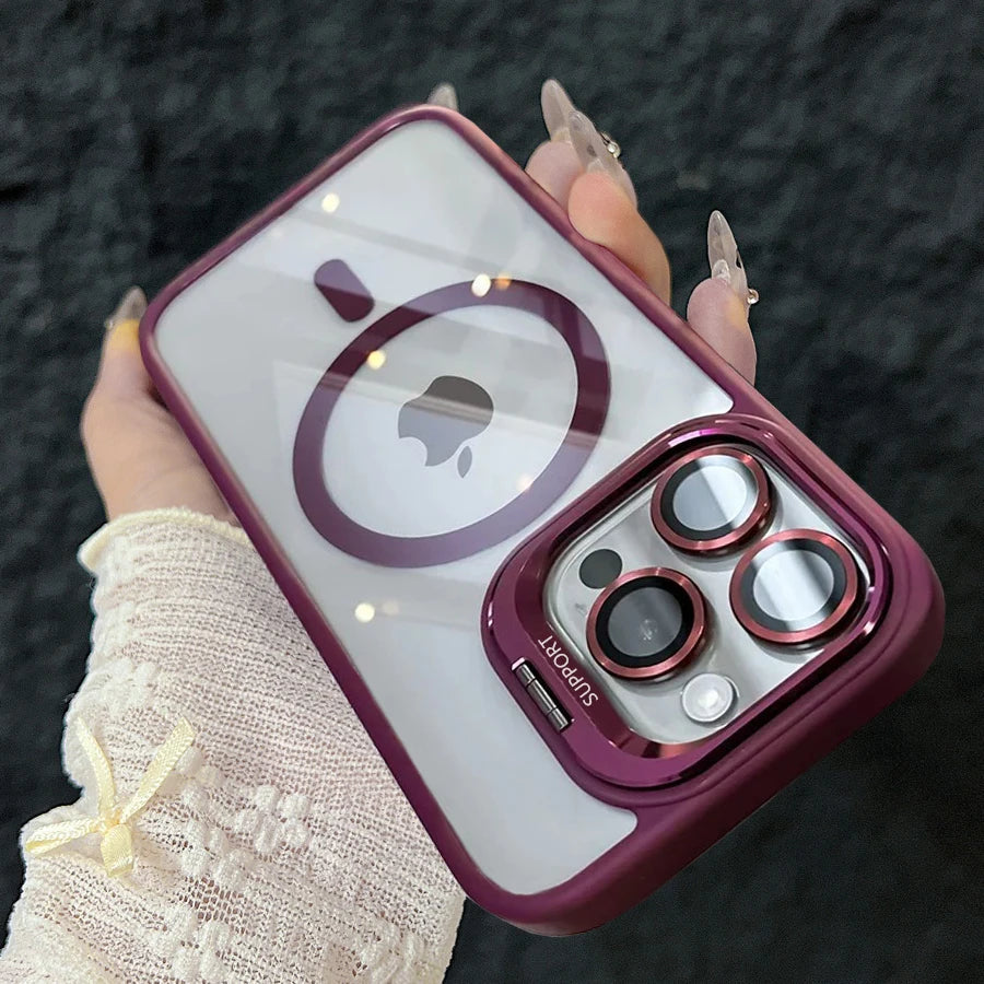 Norvo | Magnetisk Sjokkbestandig Magsafe Mobildeksel Stativ Glass Linsebeskytter Deksel