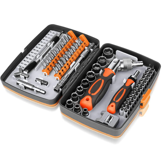 Norvo | 68-i-1 Tange Skrutrekker Sett med Magnetiske Bits & Forlengelsesstang – FortiDrive