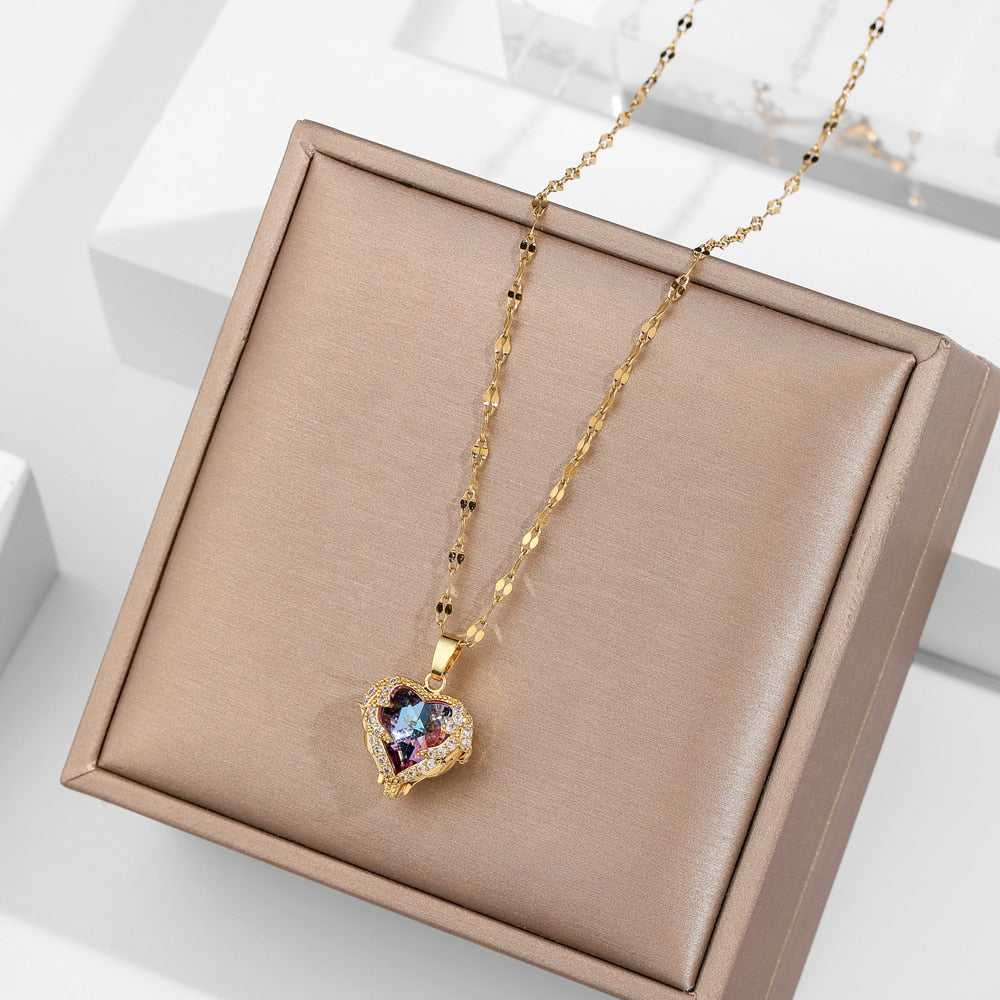 Norvo | Ocean Heart Rustfritt Stål Zirkon Halskjede