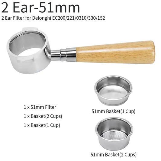 Norvo | 51mm Kaffe Malt Portafilter for Delonghi EC680 EC685 Erstatningsfilterkurv Espresso Maskin Håndtak Kafe Tilbehør
