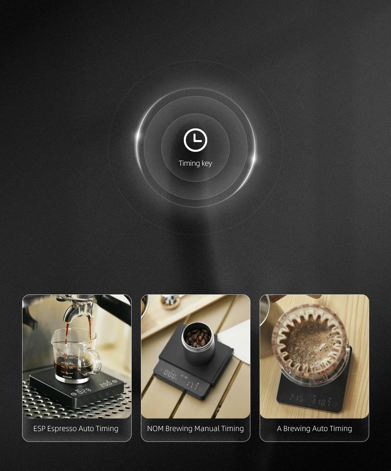 Norvo | SearchPean Tiny/Tiny2s Espresso Kaffekjøkkenvekt, Mini Smart Timer, USB, 2 kg/0.1 g/oz/ml, gratis frakt, gave til mann og kvinne