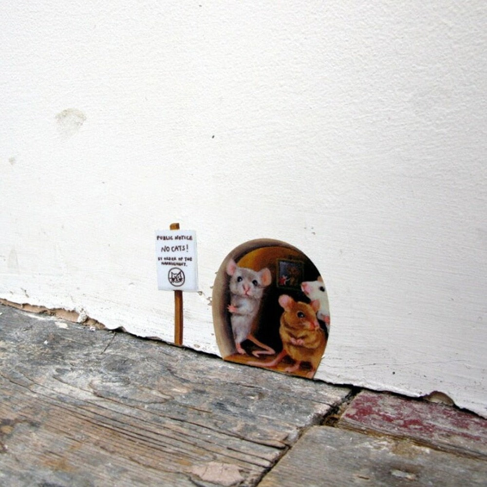 Norvo | 3D Mus Hål Morsomme Vegg Klistremerker