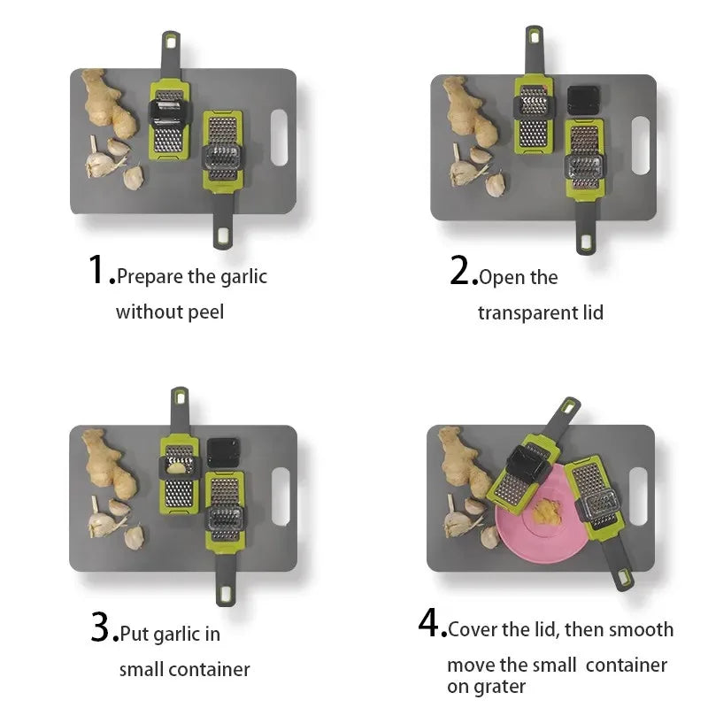 Norvo | ZESTIRO Hvitløk-Ingefær Rivejern | Manuell Rustfritt Stål Presse | Ergonomisk Hakker for Løk, Hvitløk & Ingefær | Rutsjefri & Effektiv