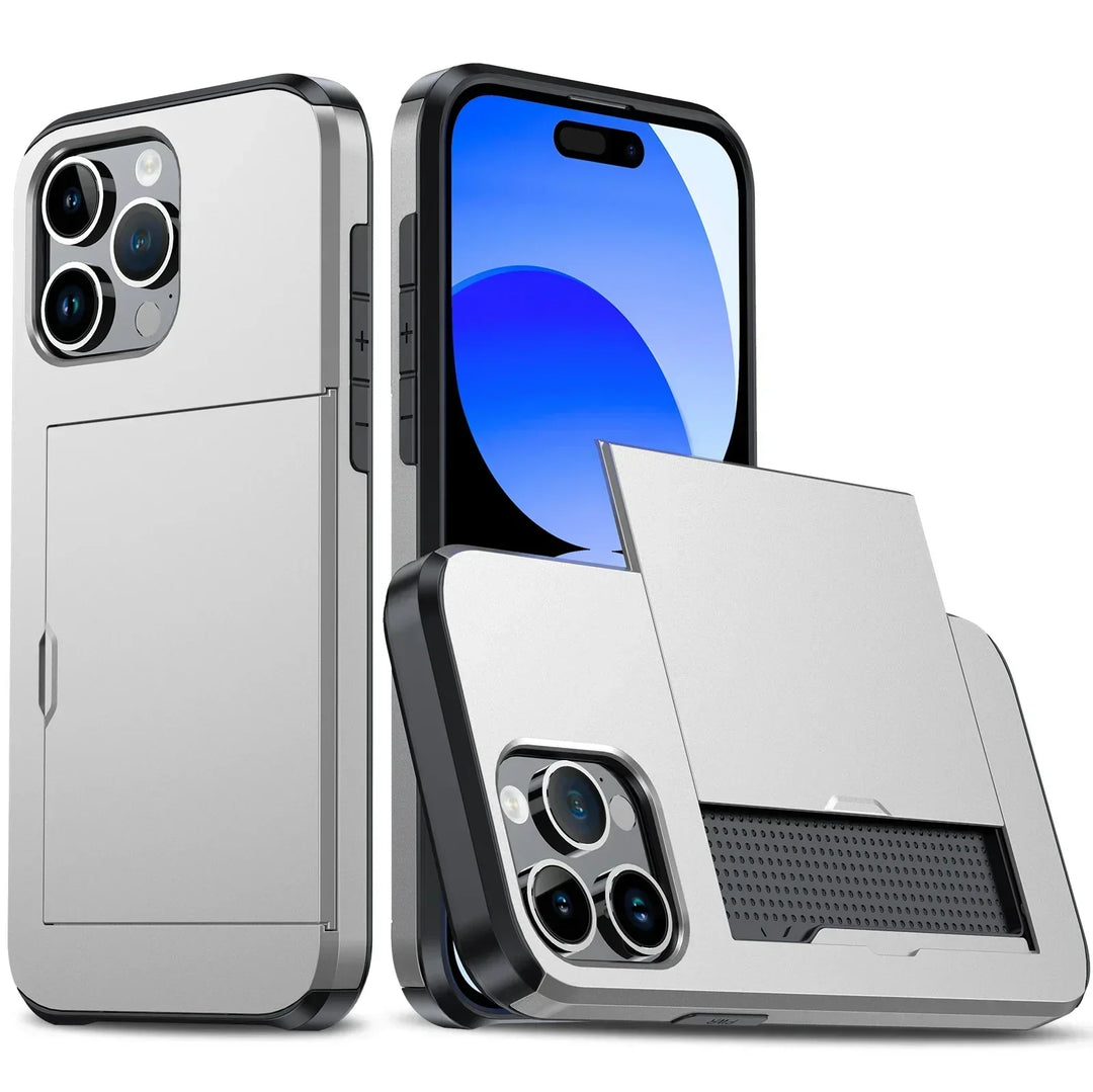 Norvo | LuxShield iPhone-deksel med kortlomme | Slank design | Kortoppbevaring | Beskyttelse og stil