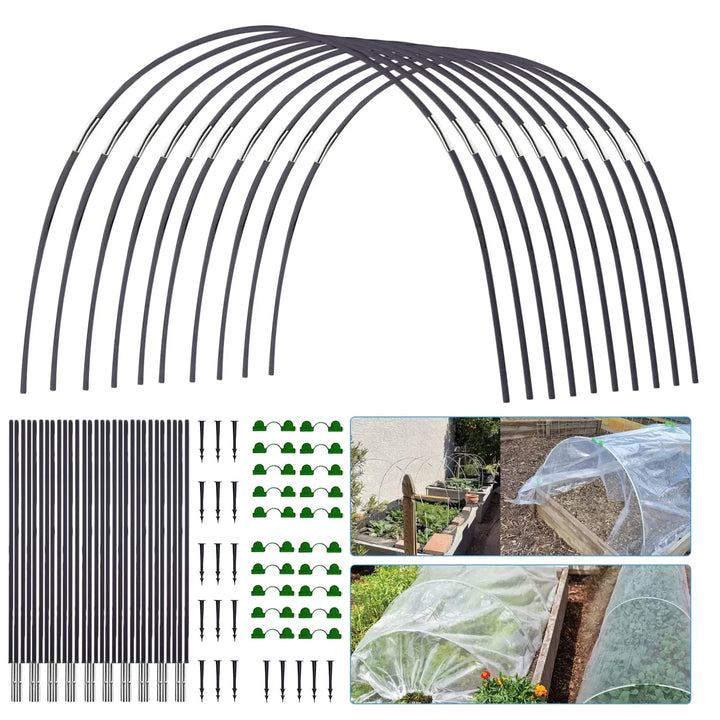 Norvo | Plantura FlexGrow Hagebue Sett laget av fiberglass | DIY Plante tunnel for hevede bed & kalde rammer | Rustfri & Gjenbrukbar | Inkludert koblinger