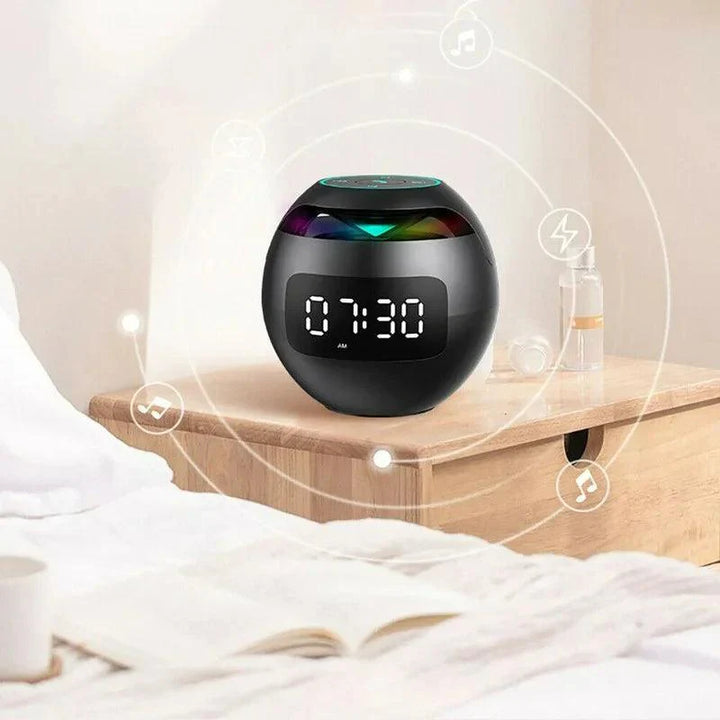 Norvo | Ball Høyttaler Vekkerklokke | Bluetooth 5.0 | LED Nattlys | 2200 mAh Batteri