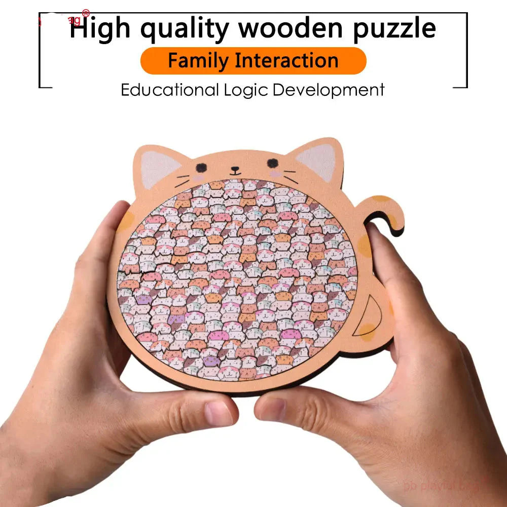 Norvo | Wooden Cat Craze Trekunst Puslespill