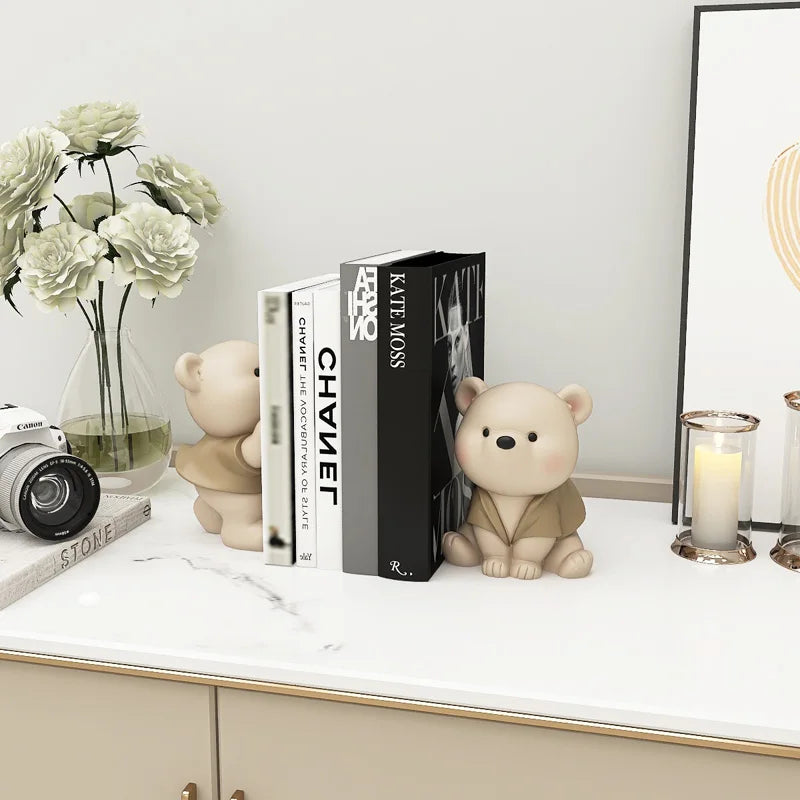 Milo Bear Bokstøtte Dekorativ Figurine i Kremfarge | Norvo