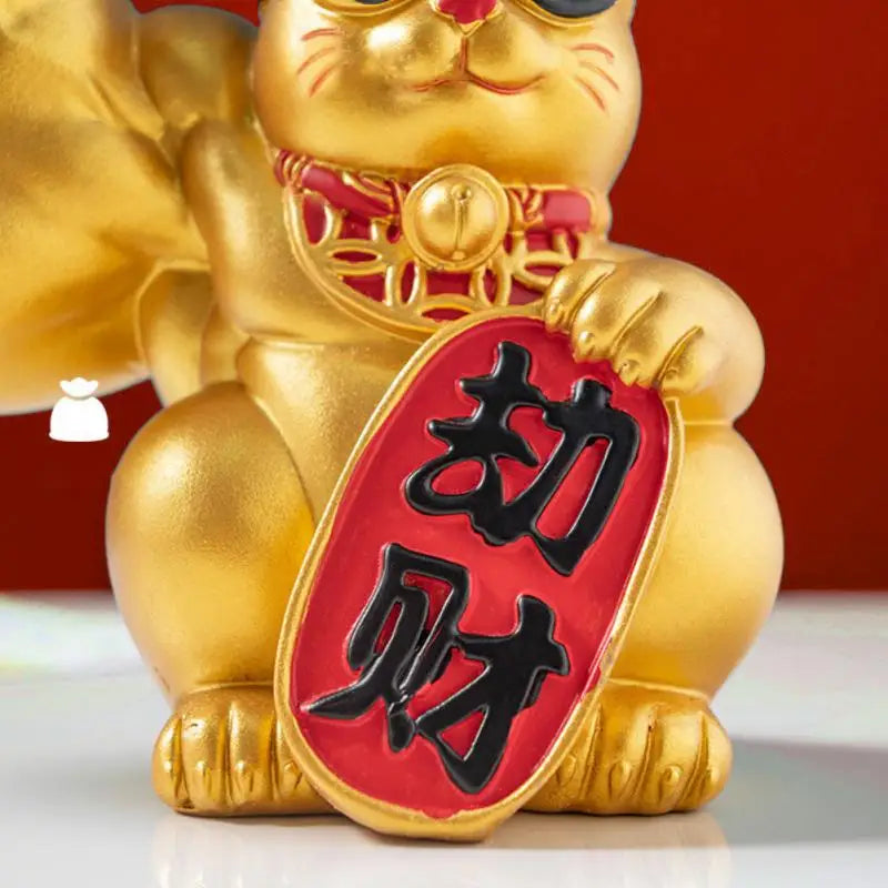 Norvo | Stor hånd, glad rikdom, vinkende katt, gullfarget vinkende håndkatt, hjemmeinnredning, velkomment vinkende katt, skulptur, statue, dekor, bilornament, butikkgave