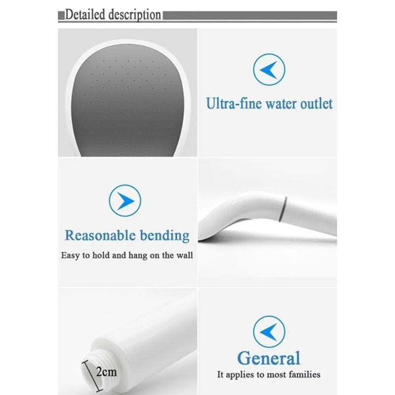 Norvo | AquaVelo Høytrykks Dusjhode med Vannbesparende Funksjon | Hvit Håndheld Dusj med Filter & Standard Tilkobling – 22×12×7.4 cm