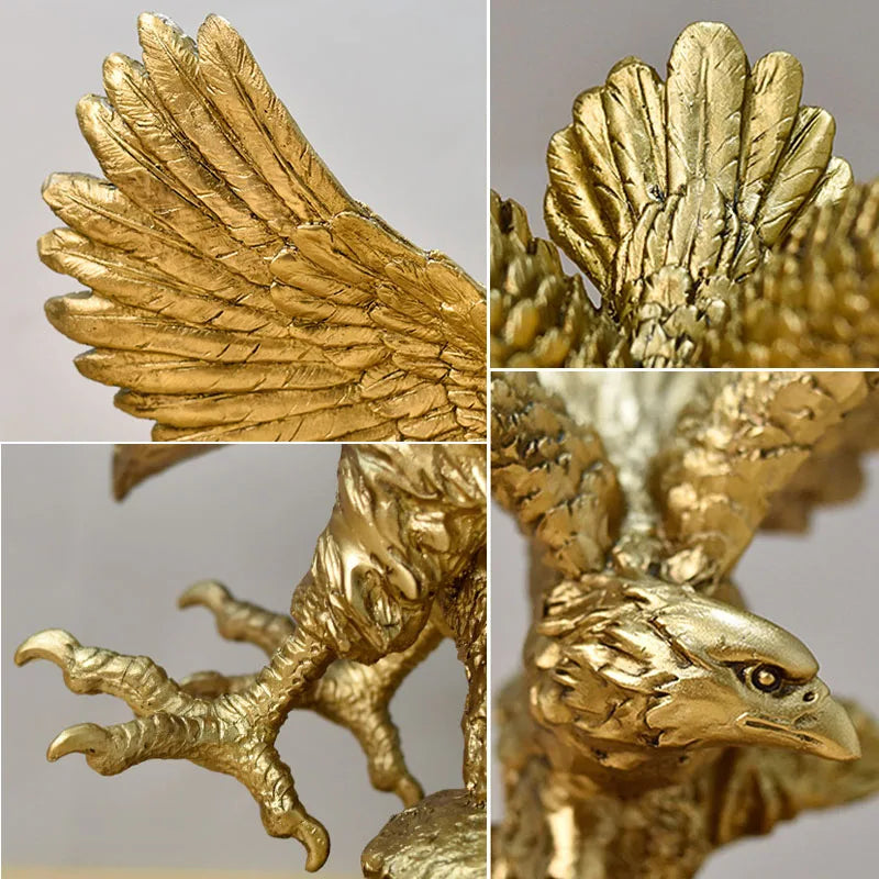 Norvo | Harpiks Gullørn Statue Kunst Dyremodell Samling Ornament Hjem Kontor Skrivebord Feng Shui Dekor Figurer enkel