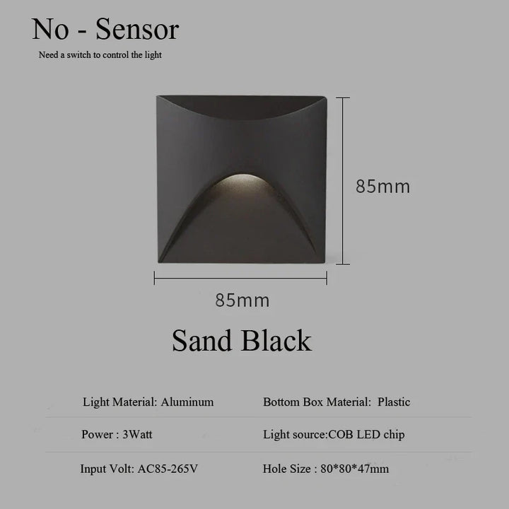 Norvo | Moderne vanntett IP65 LED innfelt vegglampe for utendørs belysning - 3W innebygd trinn- og trapp-balkongportal lys