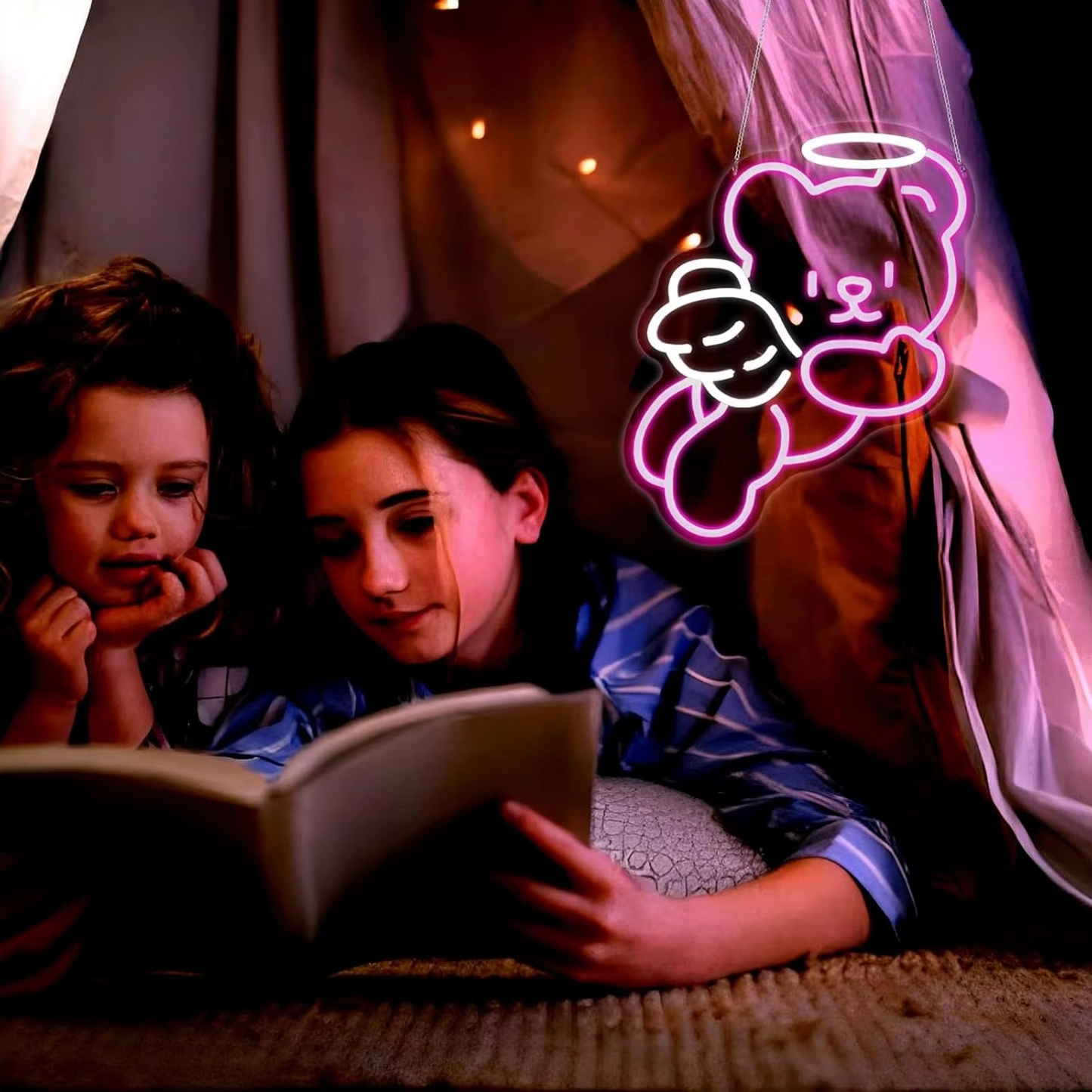 Norvo | Sjarmerende Bjørn Neonlys med Dimmer - USB Drevet Veggdekor