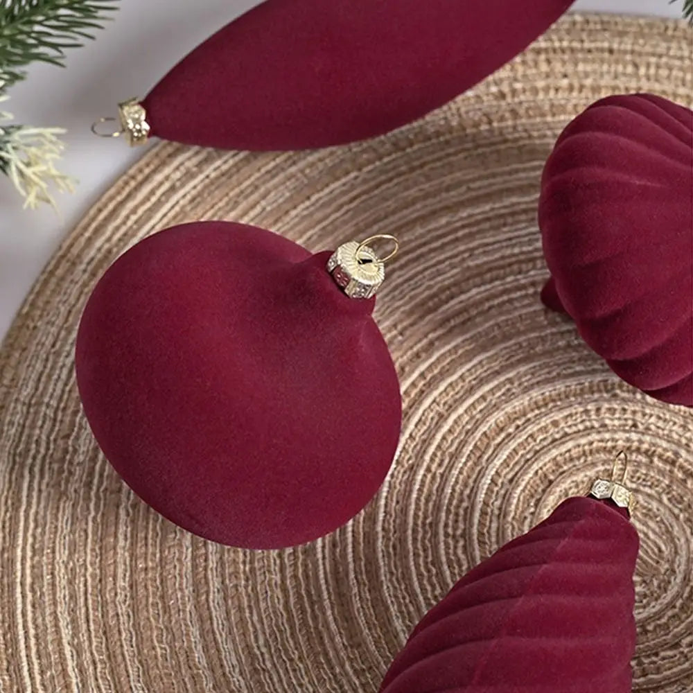 Elegant Flocked Velvet Bruddfrie Julekuler Ornamenter - Gjenbrukbare Høytids Tredekorasjoner for Feststemning 27PCS
