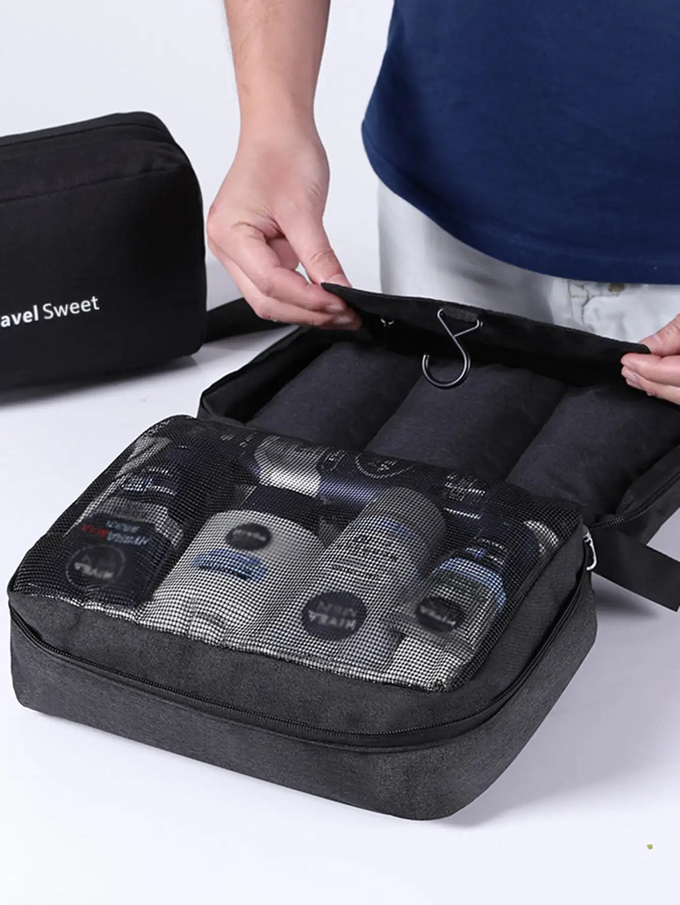 Norvo | Sammenleggbar Reise Toalettveske DryNexa TravelCube | Flerlagsdesign med Fukt-Tørr Separasjon | Plassbesparende & Vanntett